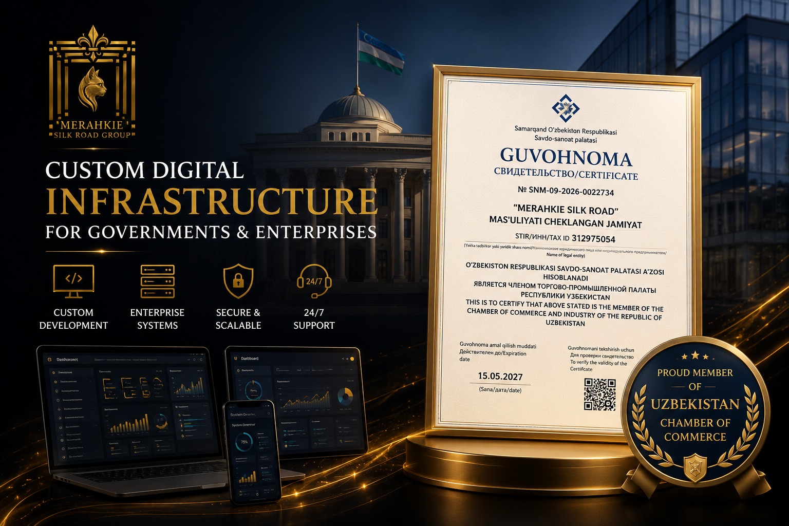 Enterprise and government digital infrastructure supporting cloud technology, cybersecurity, data integration, automation, and smart governance.